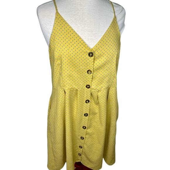 Umgee Dresses & Skirts - Umgee Polka Dot with Pockets Summer Dress Women's Yellow with Blue Size Large